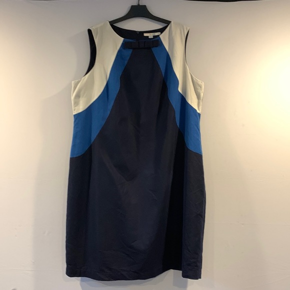 Boden Dresses & Skirts - Boden women’s sleeveless linen/cotton blend color-block dress w/bow detail 18L